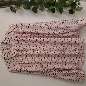 Elle baby pink and black polka dot blouse